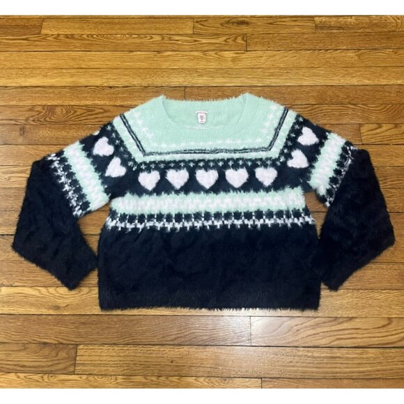 Victoria's Secret Women's Fuzzy Nordic Heart Pattern Sweater Size Medium - Picture 1 of 4